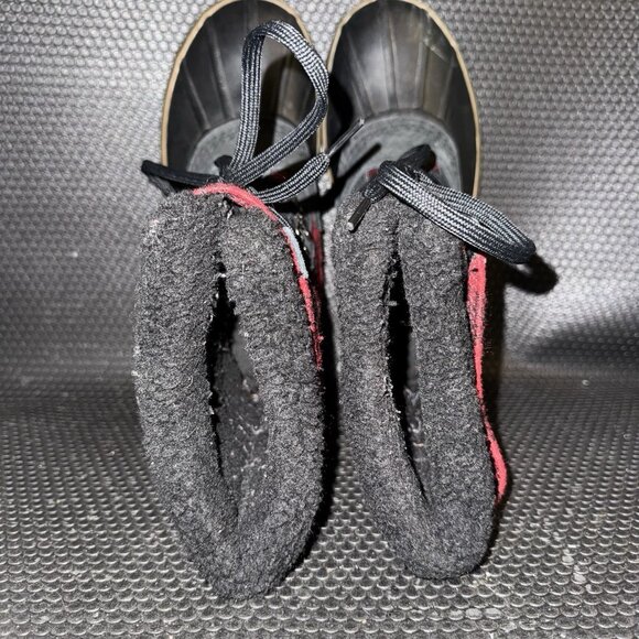 L.L. Bean Red Black Buffalo Plaid Lace Up Mid Calf Duck Winter Boots Mens Size 9 - Picture 6 of 8